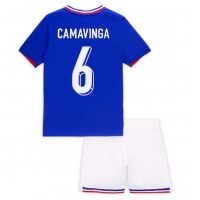 Maglia Calcio Francia Eduardo Camavinga #6 Prima Divisa Bambino Europei 2024 Manica Corta (+ pantaloncini)